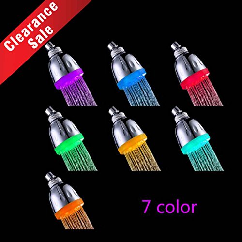 VDOMUS® 7-Colors Fading Shower Head LED Wall Mount Round Headshower(Chrome)