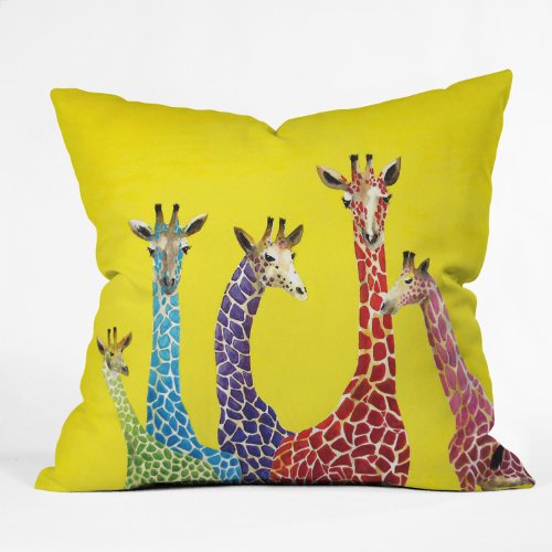 DENY Designs Clara Nilles Jellybean Giraffes Throw Pillow, 16 x 16