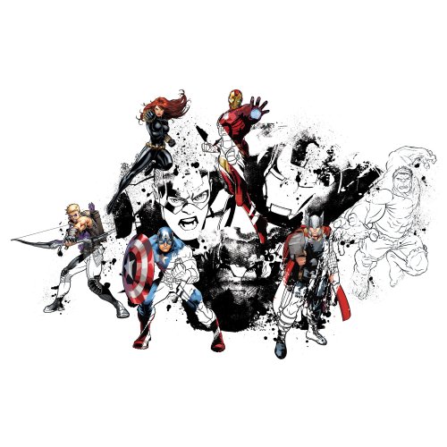 RoomMates RMK2241SLM Avengers Assemble Graphic Peel and Stick Wall Decals, Black/White