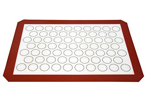 Homankit Non-stick Silicone Baking Mat Purplish Red Border for Macaron with Reusable White Surface 11.6 X 16.5 Inches