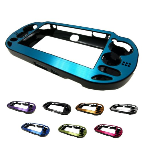 For PlayStation PS VITA (1st Gen PCH-100x Not for Silm Version) Aluminum Brushed Metal Plated Plastic Crystal Case Skin Protector Cover + Free Screen Protector