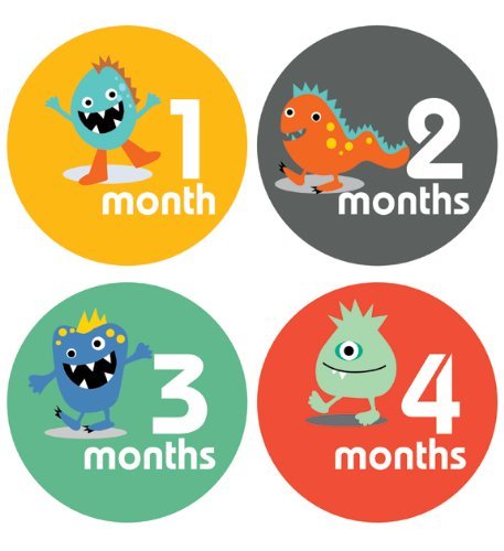 Lucy Darling Shop Monthly Baby Sticker - Baby Boy - Little Monsters - Months 1-12
