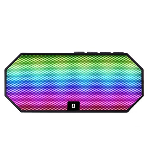 Ultra Portable Small Wireless Bluetooth Speaker with Color Changing LED Light Hands Free Calling Mic, 6 Play Hour 1200mAh Battery, MP3 Player, Micro TF SD Card, USB Input, Dual 3W Audio Driver -Black