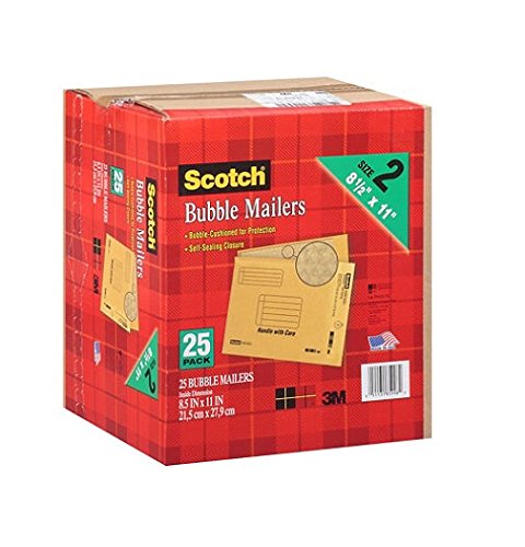 Scotch 3M Bubble Mailers Size 2 (8 1/2  x 11) - 25ct