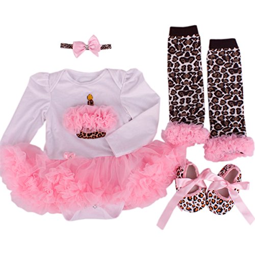 TANZKY® Baby Girls' 4PCS 1st Birthday Tutu Outfit Newborn Princess Dress