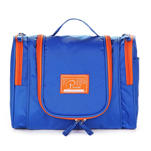 FLYMEI® Premium Large Waterproof Toiletry Bag / Travel Kit Organizer / Bathroom Storage / Cosmetic Bag with Hanging Hook - Blue