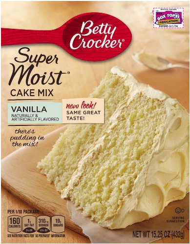 Betty Crocker Supermoist Cake Mix, Natural Vanilla, 15.25-Ounce (Pack of 6)