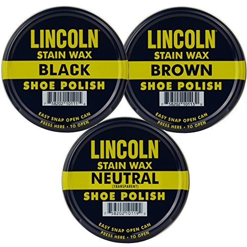 Lincoln Stain Wax Shoe Polish Black, Brown, Neutral Variety 3 Pack
