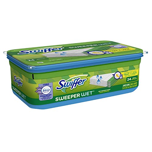 Swiffer Sweeper Wet Mopping Pad Refills for Floor Mop with Febreze Lavender Vanilla & Comfort Scent 24 Count (Pack of 3)