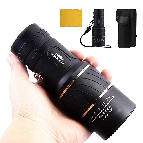 16x52 Dual Focus Optics Zoom Monocular Telescopes, Day and Night Vision, for Birds/Wildlife/hunting/camping/hiking/Tourism/Armoring 66m/ 8000m--325g