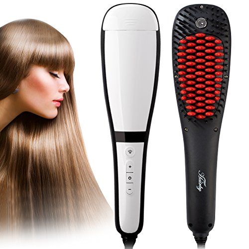 Hairby 3 in 1 Hair Straightener Styling Massage Comb Brush LCD Display PTC Heating with Steam for Detangling Brush and Anion Spray