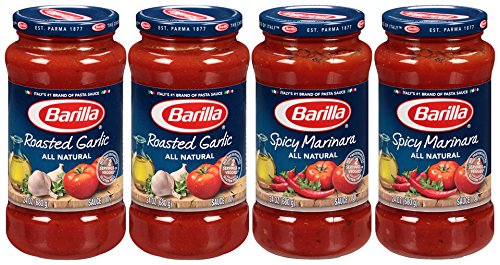 Barilla Spicy Marinara and Roasted Garlic Sauce Variety Pack, 24 Ounce (Pack of 4)