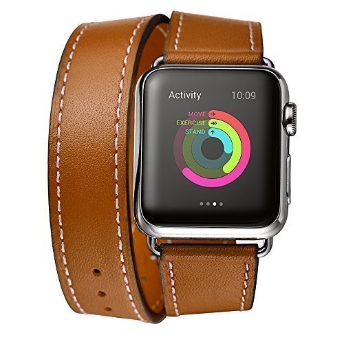 Apple Watch Band, Elobeth iWatch band Genuine Leather Strap Wrist Band Replacement Clasp for Apple Watch & Sport & Edition(42mm Brown)