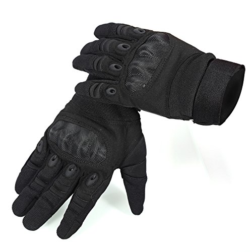 SiFree Adjustable Men's Full Finger Military Tactical Gloves (Black, XL)