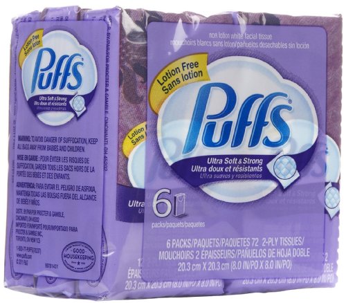 Puffs Ultra Soft & Strong Facial Tissues, To Go Pouch, 6 ct