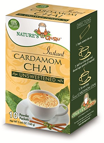 Natures Guru Cardamom Chai Unsweetened Drink Mix - Pack Of 8