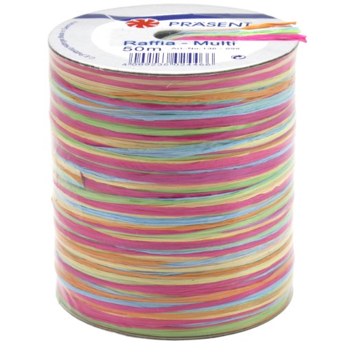 Morex Ribbon Rayon Raffia Fabric Ribbon Spool, 55-Yard, Multi Color