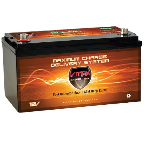 Vmaxtanks VMAXSLR175 AGM deep cycle 12V 175AH Rechargeable battery for Use with PV Solar Panel wind turbine gas or electric power backup generator or smart charger for off grid sump pump lift winch pallet jack and any other heavy duty application