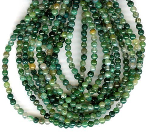UnCommon Artistry Genuine Moss Agate Gemstone Beads 4mm Round