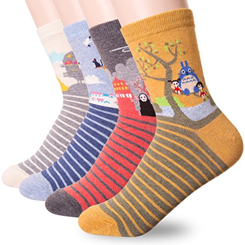 Dani's Choice Famous Japanese Animation Print Crew Socks