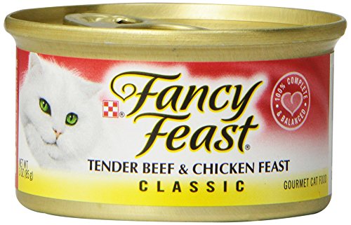 Fancy Feast Wet Cat Food, Classic, Tender Beef & Chicken Feast, 3-Ounce Can, Pack of 24