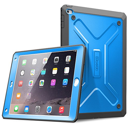iPad Air 2 Case - Poetic iPad Air 2 Case [Revolution Series] - [Heavy Duty] [Dual Layer] [Screen Shield] Protective Hybrid Case with Built-In Screen Protector for Apple iPad Air 2 Blue (3 Year Manufacturer Warranty From Poetic)