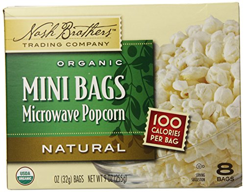 Nash Brothers Trading Natural Microwave 100 Calorie Popcorn, 8 Count, 9 Ounce