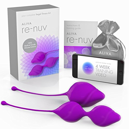 Aliva Re-Nuv Premium Exercise Medical Training Kit - 4 Week Online Training Video - Improve Bladder Control and Pelvic Health - Silicone Weighted Devices