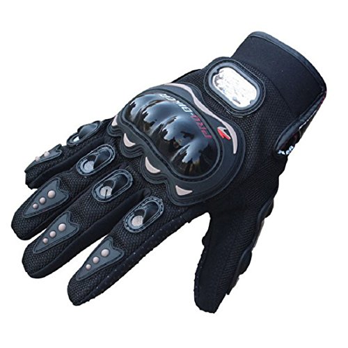 Towall Black Short Sports Leather Motorcycle Motorbike Summer Gloves (M)