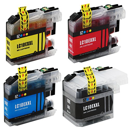 E-Z Ink (TM) Compatible Ink Cartridge Replacement for Brother LC10E LC-10E Super High Yield XXL (1 Black, 1 Cyan, 1 Magenta, 1 Yellow) 4 Pack LC10EBK LC10EC LC10EM LC10EY Compatible with MFC-J6925DW