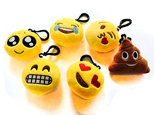 YINGGG 2 Inch Mini Emoji Plush Key-chain Bag Accessory Set of 6