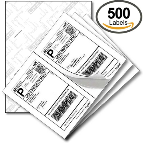 Yens Label 500 Shipping Labels  White Blank Half Page Self Adhesive for Laser Inkjet Printer (250 Sheets)