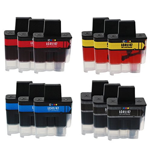 E-Z Ink (TM) Compatible Ink Cartridge Replacement for Brother LC-41 LC41 Series (3 Black, 3 Cyan, 3 Magenta, 3 Yellow) 12 Pack LC41BK LC41C LC41M LC41Y for DCP-110C DCP-120c Intellifax 1840C Printer