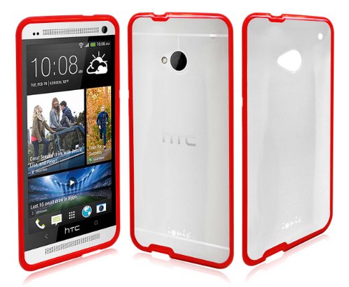 Ionic Designed Hybrid Soft And Hard Case for HTC ONE 2013 Model /M7 (Red)