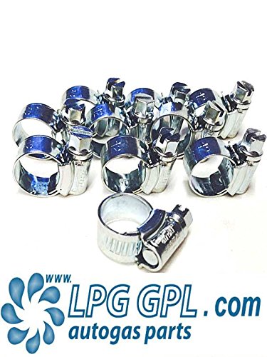 LPG GPL autogas hose pipe jubilee clips 9.5 - 12 mm x 10 Extra Wide