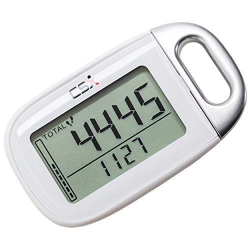 CSX Walking 3D Pedometer Calorie Step Counter with Lanyard, P361, White