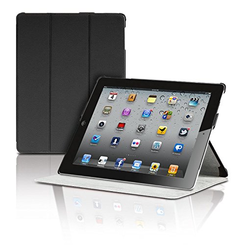 The New iPad 2nd 3rd 4th Generation Magnetic Smart Cover Portfolio Case by Photive With Built-In Stand - Front Back Protection Designed for 3rd 4th Generation iPad (Latest Version With Built-In Magnet for Sleep/Wake Feature) - Black