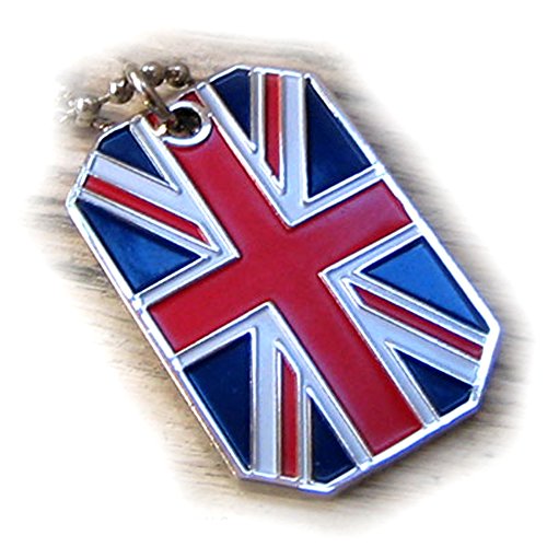 GREAT BRITAIN FLAG UNITED KINGDOM UNION JACK UK PENDANT DOG TAG CHAIN NECKLACE