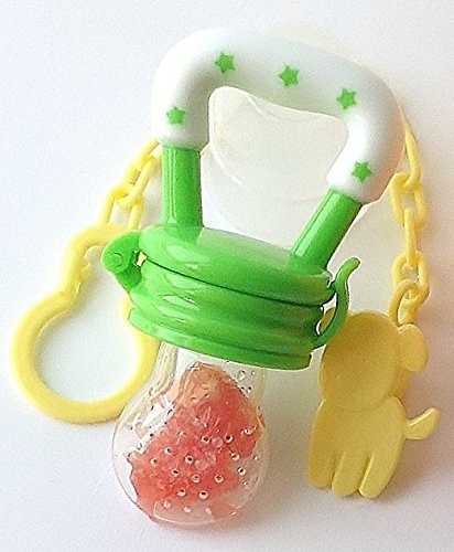New Baby Food Feeder Soother Teether for Eating Fresh Fruit Vegetables Meat Choke Free From Pickabest Product. Safe High Quality Storage Container Silicone Nipple. Bonus Pacifier Clip. Green. Enhance Baby's Eating Experience Now