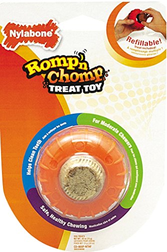 Nylabone Romp 'N Chomp Small Chicken Flavored Roller Bone Dog Treat and Chew Toy