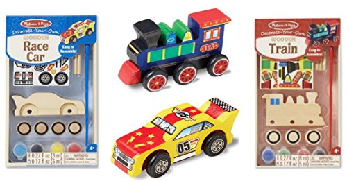 Decorate Your Own Race Car and Train 2 Items Bundle Set (2015 New Style)