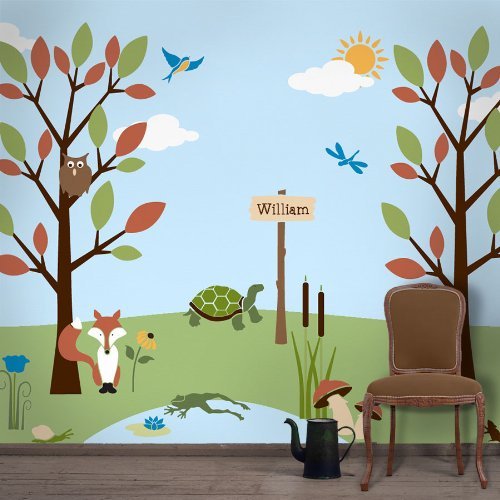 My Wonderful Walls Forest Theme Wall Stencil Kit for Girls Room