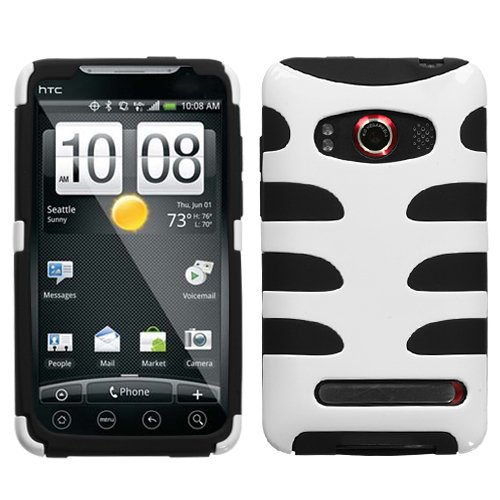 MyBat HTCEVO4GHPCSK051NP Fishbone Protective Case for HTC Evo 4G - 1 Pack - Retail Packaging - Ivory White/Black