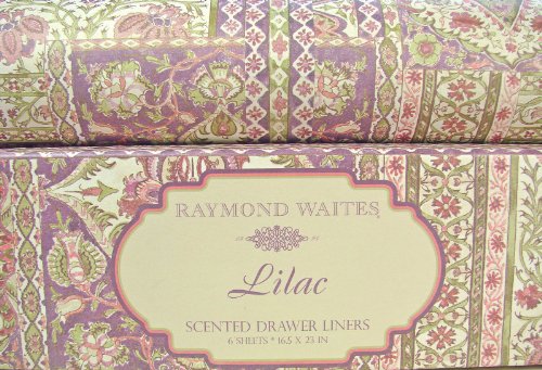 rwdl07 Raymond Waites Lilac Scented Drawer Liners 6 sheets, Muted Purple & Sage Green Damask