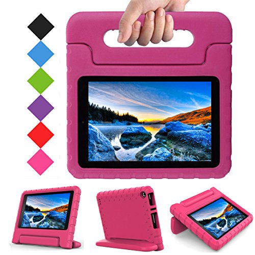 TIRIN Case for Fire 7 2015 - Super Light Weight Shock Proof Handle Protective Stand Kids Case for Amazon Fire 7 inch Display Tablet (5th Generation - 2015 Release Only) - Rose