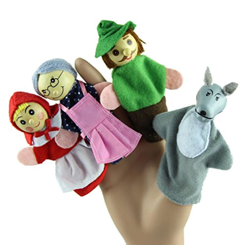 Start 4PCS/Set Little Red Riding Hood Finger Puppet Toys Storytelling Doll