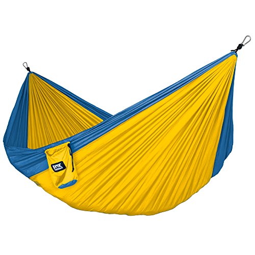 Neolite Trek Camping Hammock - Lightweight Portable Nylon Parachute Hammock for Backpacking, Travel, Beach, Yard. Hammock Straps & Steel Carabiners Included