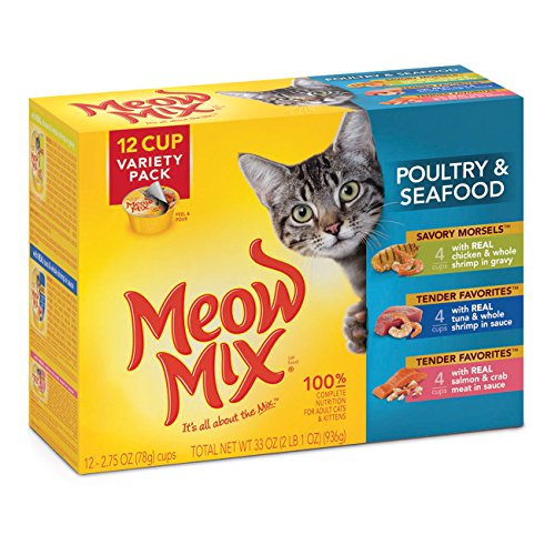 Meow Mix Poultry and Seafood Variety Pack Wet Cat Food, 2,75-Ounce (pack of 12)