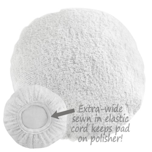 Premium Stay-On Cotton Terry Cloth Polishing Bonnet for 7 & 8 Polisher - Wide Elastic