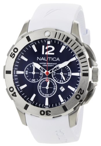 Nautica Men's N16568G BFD 101 White Resin and Blue Dial Watch